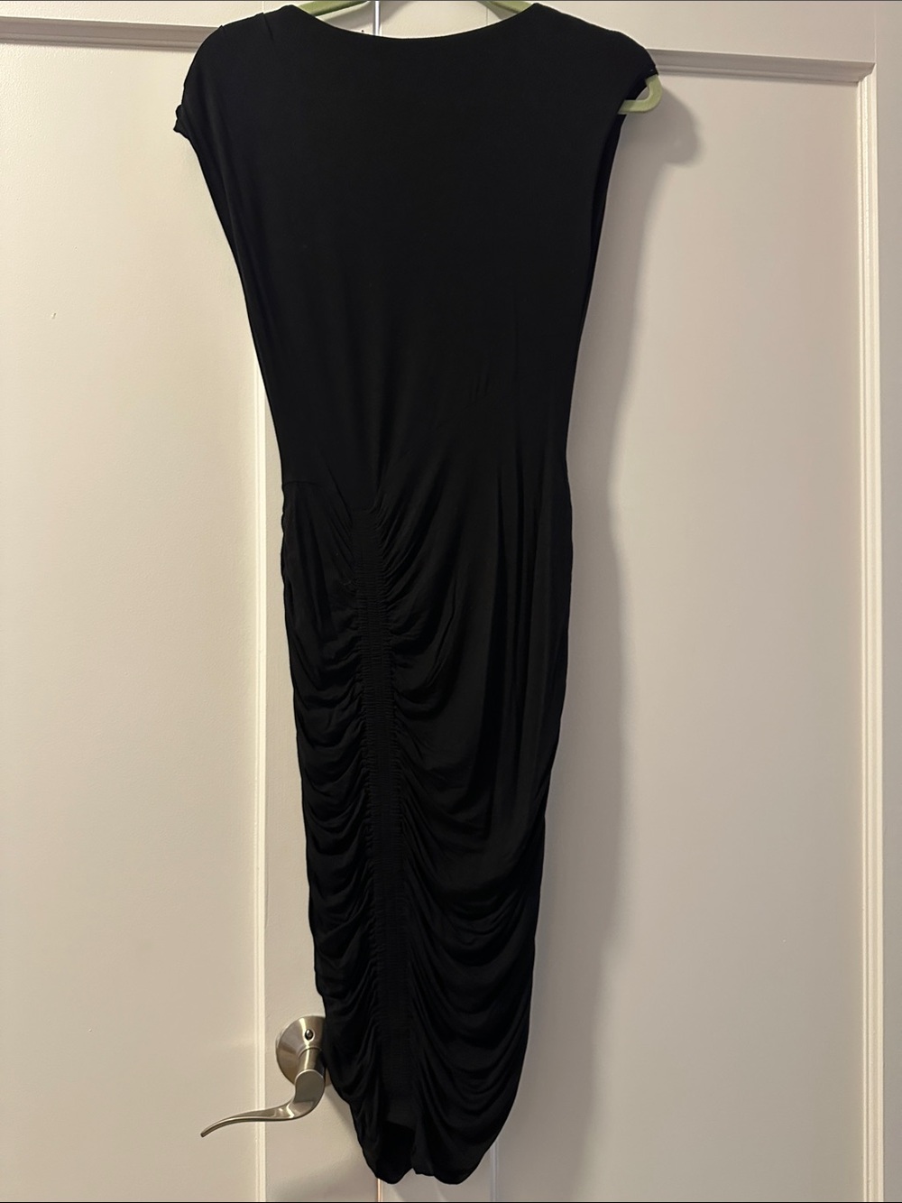 Halogen Black Ruched Midi Dress